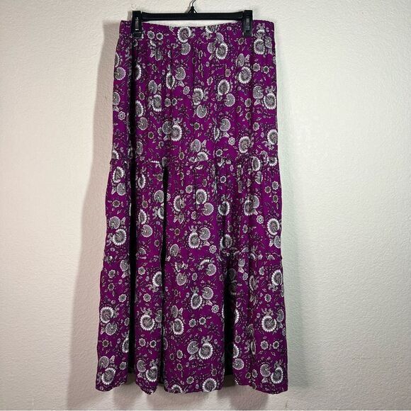 Lane‎ Bryant Purple Floral Tiered Ruffle Maxi Skirt Womens Size 14/16 - Picture 1 of 5